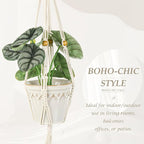 BB FUN HOUSE Plant Hanger Indoor Hanging Planter Basket with Wood Beads Decorative Flower Pot Holder No Tassels for Indoor Outdoor Boho Home Decor 35 Inch (POTS NOT Included)