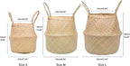 Woven Seagrass Belly Basket For Storage Plant Pot Baskets Laundry Picnic Grocery Baskets Woven Plant Pot Holder Home Decor For Storage Plants Wicker Laundry Basket (Large)