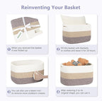 Cotton Rope Storage Basket, 15x10x9 Inches, Woven Basket for Shelves, Clothes, Towels, Books, and Laundry, Rainbow (1 Pack)