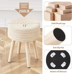 Cpintltr Round Ottoman Footstool Natural Seagrass Foot Stool Pouf Ottomans with Solid Wood Legs Hand Weave Hyacinth Footrest Step Stool for Living Room Balcony Garden Natural & Beige