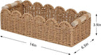 CubesLand Paper Rope Scalloped Edge Toilet Paper Storage Basket, Small Living Room, Bedroom Decor Baskets for Over Toilet Storage Shelf, End Table, Shelves and More, with 2 Wooden Handle, Neutral