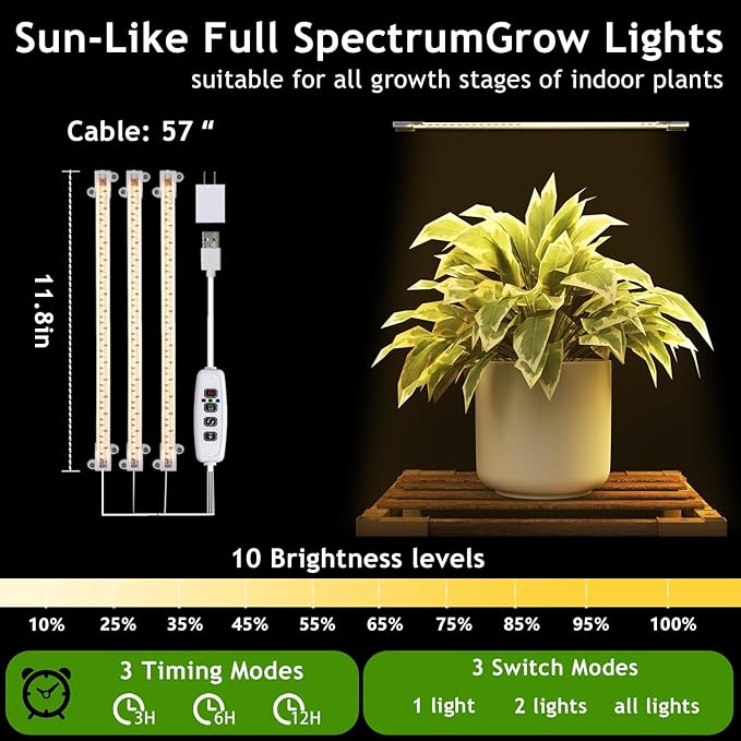 HOMKIRT Plant Stand with Grow Light, Plant Shelf Indoor for Mutiple Pots, 7 Tiers Wood Plant Ladder Holder Flower Stand for Corner Living Room Patio Boho Home Decor