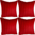 4 Pack 20x20 Pillow Cover Velvet Pillow Covers, Faux Fur Square Throw Pillow Covers for Living Room Decorations Throw Pillow Case, Throw Pillow Cover Cushion Cover for Home Sofa Bedroom Car, Red