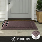 Sturdy Front Door Mat, Absorbent Muddy Dirt Resist Welcome Door Mats Outdoor Indoor, Stain and Fade Resistant, Non-Slip Backing Entry Mat Low Profile Doormat for Entryway, 36×24, Coffee