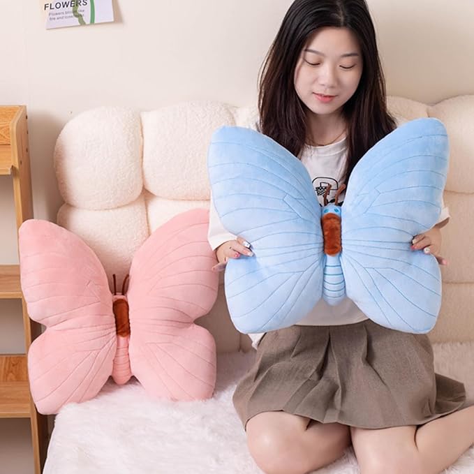 PEACH CAT Butterfly Pillow Decorative Butterfly Shaped Throw Pillows 15.7" x 15.7" Cute Plush Cushion Decor for Bedroom Living Room Sofa Couch Pink