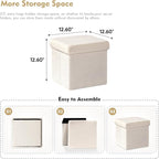 B FSOBEIIALEO Small Storage Ottoman Cube Sherpa Ottomans Foot Rest, Foldable Boucle Ottoman, Faux Teddy Fur, Cream White 12.6"x12.6"x12.6"