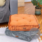 Square Floor Cushion, Floor Pillow Thick Floor Seating, Comfortable Supportive, Quilted Soft Booster Seat Pad for Yoga Meditation, Yoga Cushion, 22x22x4.7 Inch, Ibiza, Light Grey
