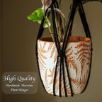 Hourglass Floating Macrame Plant Hangers 2 Pack Handmade Cotton Rope Hanging Planters Basket with S Hooks, Diamond Openwork Boho Home Decor for Indoor Outdoor, Plants Holder 35" & 39” (Black)
