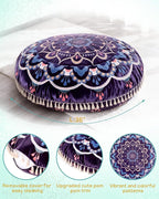 Hihealer Meditation Cushion, Large Velvet Floor Pillow for Yoga, Meditation & Mindfulness, Supportive Memory Foam Bolster (Purple)