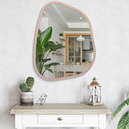 Irregular Wall Mirror 26"x18", Asymmetrical Large Bathroom Mirror Wood Framed Modern Artistic Decorative Vanity Mirrors for Bedroom Living Room Entryway Hallway