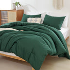 ROSGONIA Oversized King Comforter 120x120, 3pcs Super King Comforter (1 Dark Green Comforter & 2 Pillowcases) Lightweight Warm Bedding Set Quilt