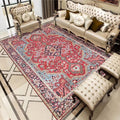 Vintage Persian Area Rug, Traditional Oriental Pattern, Red and Blue Living Room Carpet