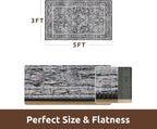 AMOAMI-3X5 Area Rug-Soft Washable Rugs for Living Room Bedroom -Non Slip Entryway Rug-Indoor Vintage Throw Rug Accent Rug for Living Room Laundry Room Kitchen Bathroom Bedside Dark Grey & Black