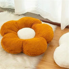 YILANLAN Cute Flower Cushion Plush Floor Casual Comfortable Pillow Office Living Room Bed Cushion Simple Decoration (40cm, Brown)