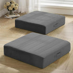 MeMoreCool Square Floor Pillows for Adults Kids, 2 Sets Large Meditation Cushion with 5" Thick Foam and Washable Tufted Cover, 22 Inch Grey Seat Floor Cushions for Sitting and Yoga