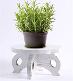 White Wooden Plant Stands Indoor Riser Round Display Stands Farmhouse Display Stool Flower Holder Pedestal Board Pine