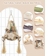 Bissap Bunny Chew Toys, Natural Seagrass Hanging Basket Chews Water Plant Woven Chinchillas Chewing Treats for Rabbits Guinea Pigs Chinchillas Hamsters Rats and Other Small Pets Teeth Grinding Toy