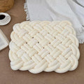 Knot Floor Seat Cushions 19 x 15 Inch Handmade Knotted Meditation Cushion for Bedroom Reading Room Balcony Office Sofa Decor White