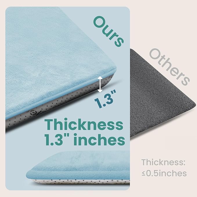 Baby Play Mat for Floor,Extra Large 59"×71" Playpen Mat for Tummy Time,Thicker Padded Elasti Foam Activity Mats,Water Repellent Ultra Soft Velvet,Non-Slip Backing Safe（Light Blue）
