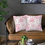 Pink and White Floral Throw Pillow Covers 18x18 Inches Set of 2, Decorative Vintage Chinoiserie Flower Pillow Case Farmhouse Cushion Covers for Sofa Bed Couch Living Room