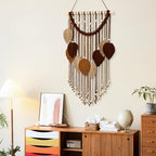 Weldomcor Macrame Wall Hanging Boho Leaf Woven Tapestry, Bohemian Chic Home Decor Modern Handmade Leaves Feather Wall Art Decorations for Bedroom Living Room Apartment Ornament 16.5" W X 31.5" L