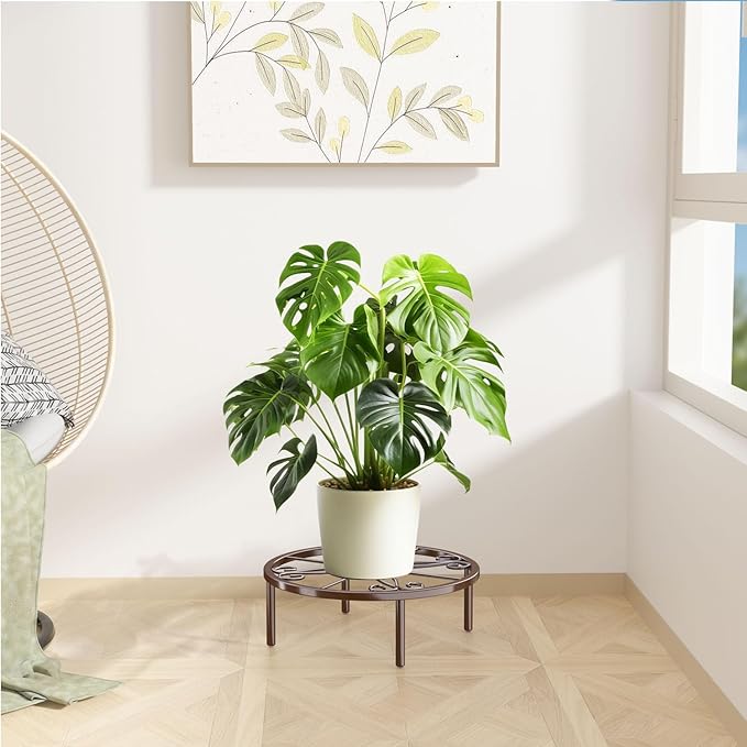 Bronze Metal Plant Stand: 10.23" Short Flower Pot Stand - Heavy Duty Plant Holder for Home Courtyard Indoor Outdoor.