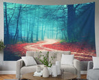 EMMTEEY Misty Forest Tapestry - Autumn Forest Road Red Leaves Pattern - 92.5X70.9 - Perfect for Friends & Families
