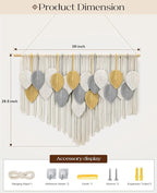 Tempospark Large Macrame Tapestry Wall Hanging, Boho Leaves Tassels Tapestries Wall Decor for Living Room, Bedroom, Dining Room, Nursery, Hallway, Balcony 39x29.5 Inch
