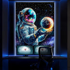 Apdidl Astronaut Space Decor Tapestry for Bedroom, Cool Posters Galaxy Planet Wall Hanging, Fantasy Outer Space Wall Tapestries Men, Funny Art Poster Aesthetic for Boys Guys Gamer Living Room 60" X 79"