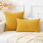 Kevin Textile 12x20 Inch Pillow Cover 1 Pack Boho Decorative Soft Striped Corduroy Lumbar Farmhouse Color Accent Rectangle Cushion Case for Living Room Couch Sofa Bed, Mustard Yellow