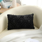 decorUhome Cozy Textured Throw Pillow Covers 12x20 Inch Set of 2, Soft Plush Faux Wool Black Accent Couch Pillow Covers for Modern Farmhouse Sofa Bed Living Room