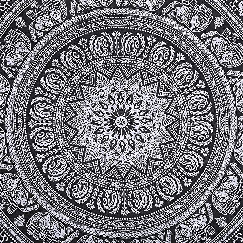 RAJRANG Large King Size Tapestry - Pure Cotton Hippie Tapestries Wall Decor Big Elephant Decorative Boho Room Decoration - Black and White - 90x108 Inches - color: Black & White, size: 90"L x 108"W