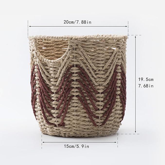 Woven Plant Basket, Wicker For Handwoven Round, Garden Pots For Indoor, Small Storage Bin Organizer, Baskets For And Home Decor (blue)