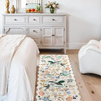 2x6 Washable Hallway Runner Rug: Floral Kitchen Rugs with Non-Slip Backing Vintage Low Pile Entryway Carpet for Living Room Bedroom Ultra Soft Water Resisitant Floor Mat for Bathroom Laudry(2x6,Cream)