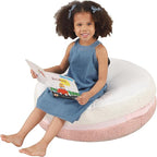 Macaron Bean Bag Chair for Kids and Teens, Medium Bean Bag Sofa with Memory Foam Filling, 27.5"×27.5"×13.5", Pink and White