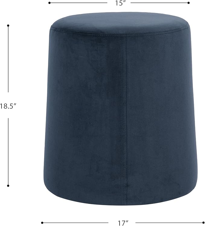 Spatial Order Organic Shape Ottoman (No Lid, Seat Only) | HomePop Home Décor | Round Pouf Foot Rest – Blue Velvet