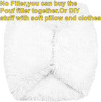 Asuprui Ottoman Pouf Unstuffed Ottoman Foot Rest 20x12 Inches Floor Pouf Round Floor Bean Bag Chair No Filler Foot Rest with Storage for Living Room Bedroom Office White Cover ONLY