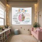 Change Your Mindset Wall Tapestry, Motivational Wall Hanging Decor , Mental Health Positive Reminder Banner for Teen Bedroom Living Room Dorm,Mental Health Office Decor,Growth Mindset Poster 59x51 Inch(Colorful-Change01)