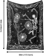 Skull Throw Blanket, Black and White Soft Cozy and Warm Couch Blankets Gift for Skull Lover, Decorative Blankets for Sofa Couch Bed, Black White 50×60 inches