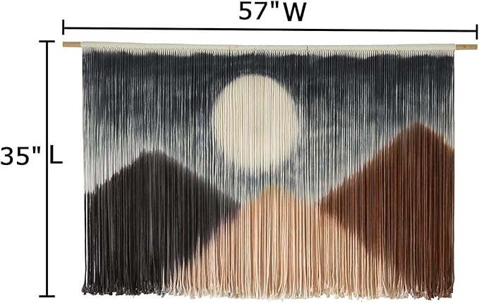 Macrame Wall Hanging Large Macrame Wall Decor Yarn Tapestry Fiber Art Hand Dip-Dye Craftsmanship Cute Boho Home Decor 57" W x 35" L