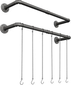 Plant Haning Rod, 2 Pack Hanging Planters for Indoor Plants with 3 Chains, Wall Plant Hanging Bar for Window Celling, 38.2 Inch, Metal Black, Pots Not Included