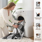 LURKA Checkered Sherpa Fleece Throw Blanket – Soft and Cozy, Medium Weight for All Season, Plush Throw for Couch, Bed & Pets, Smoke Grey, 50x60 Inches