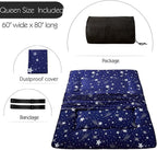 MAXYOYO Navy Starry Sky Japanese Floor Futon Mattress, Tatami Floor Mat Portable Camping Mattress Kids Sleeping Pad Foldable Rolling Up Floor Lounger Couch Bed Queen with Mattress Protector Cover