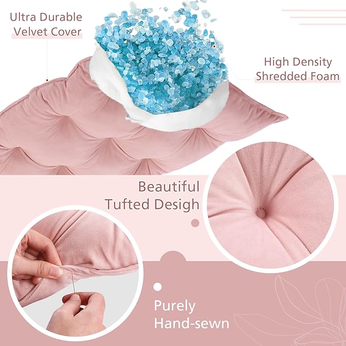 Bench Cushion for Indoor Furniture 40x20 in Velvet Thicken Indoor Window Seat Cushion, Piano Sofa, Entryway Storage, Bay Window Tufted Patio Porch Swing Bench Pad Memory Foam(Blush Powder)