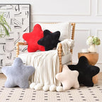 Xiashrk Star Pillow, Decorative Throw Pillows for Bed Couch, 15" Star Shaped Pillow Plush Floor Cushions Room Decor Pillow with Faux Rabbit Fur for Sofa Bedroom Living Room (Light Grey, 19.6" x 19.6")