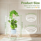 iDavosic.ly 2 Tier Metal Plant Stand Indoor Outdoor, Iron Corner Tall Flower Pot Holder Shelf, 27 Inch Vertical Heavy Duty Display Rack for Patio Porch Living Room Garden, White