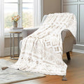 MACEVIA Flannel Boho Blanket for Couch, Country Western Aztec Blanket for Home Decor, Southwestern Throw Blankets with Tassel, Soft Cozy Printed Bohemian Blankets for Bed (Boho Beige02, 50x60inches)