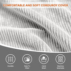 Pouf Ottoman Foot Rest, Comfortable & Soft, Round Footstool for Living Room, Bedroom, Office, Room Decoration, Corduroy Foot Stool Pouf with Odorless & Anti-Clump Filling, Small Grey