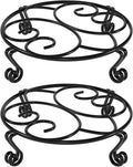 Yimobra 2 Pack Plant Stand for Flower Pot Heavy Duty Potted Holder Indoor Outdoor Metal Rustproof Iron Garden Container Round Supports Rack for Planter (9.4Inches, Black)