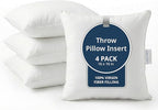 LANE LINEN 16x16 Throw Pillow Insert - Set of 4 White Inserts for Decorative Pillow Covers for Bed, Decorative Pillows for Bed, Couch Pillows, Throw Pillows for Couch